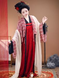 【佳期阁】【红花天丝棉阔袖衫】唐制汉服法门寺披衫大放量春款-淘宝网 主图 002.jpg