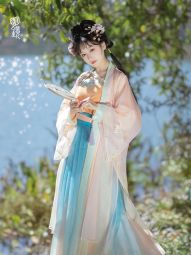 明镜华服【朔春】宋制汉服女春季宽袖刺绣长衫渐变百迭裙改良宋抹-淘宝网 主图 004.jpg