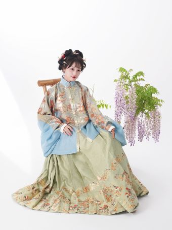 风间林【黄金缕】明制汉服仿妆花原创绿色日常可穿新中式马面裙夏-淘宝网 主图 001.jpg