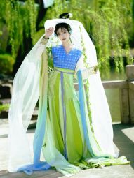 【4.19上】琴挑唐制【朝烟】武周女官服织金吴女背子陌腹间色裙-淘宝网 主图 002.jpg