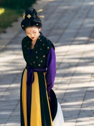 【山海明光】【婆娑】传统唐制汉服垂领衫织金背子十八破间色破裙-淘宝网 主图 001.jpg