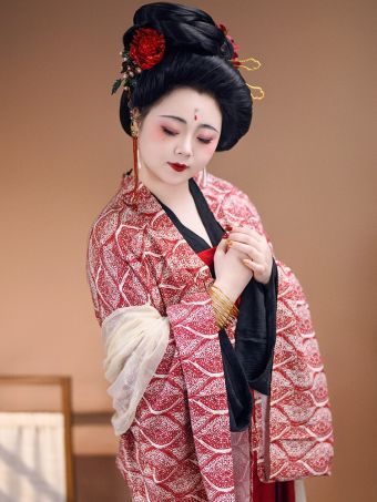 【佳期阁】【红花天丝棉阔袖衫】唐制汉服法门寺披衫大放量春款-淘宝网 主图 001.jpg