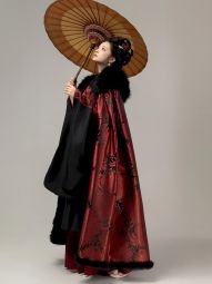 【雁回时x燕云织造联名】墨染云绸庄寒雁同款黑红毛领斗篷-淘宝网 主图 003.jpg