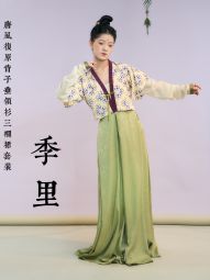 尘余馆｜季里｜武周唐风日常印花唐背子垂领三裥裙复原汉服套装-淘宝网 主图 005.jpg