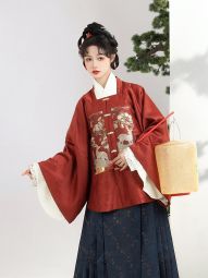 福鹿同春 万袖明宋 过年汉服明制方领补服提花缎深红色加绒不加绒-淘宝网 主图 001.jpg