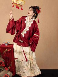 燕云织造【钱蛇贺岁】新年圆领补服对穿交马面毛球蛇明制汉服红女-淘宝网 主图 005.jpg